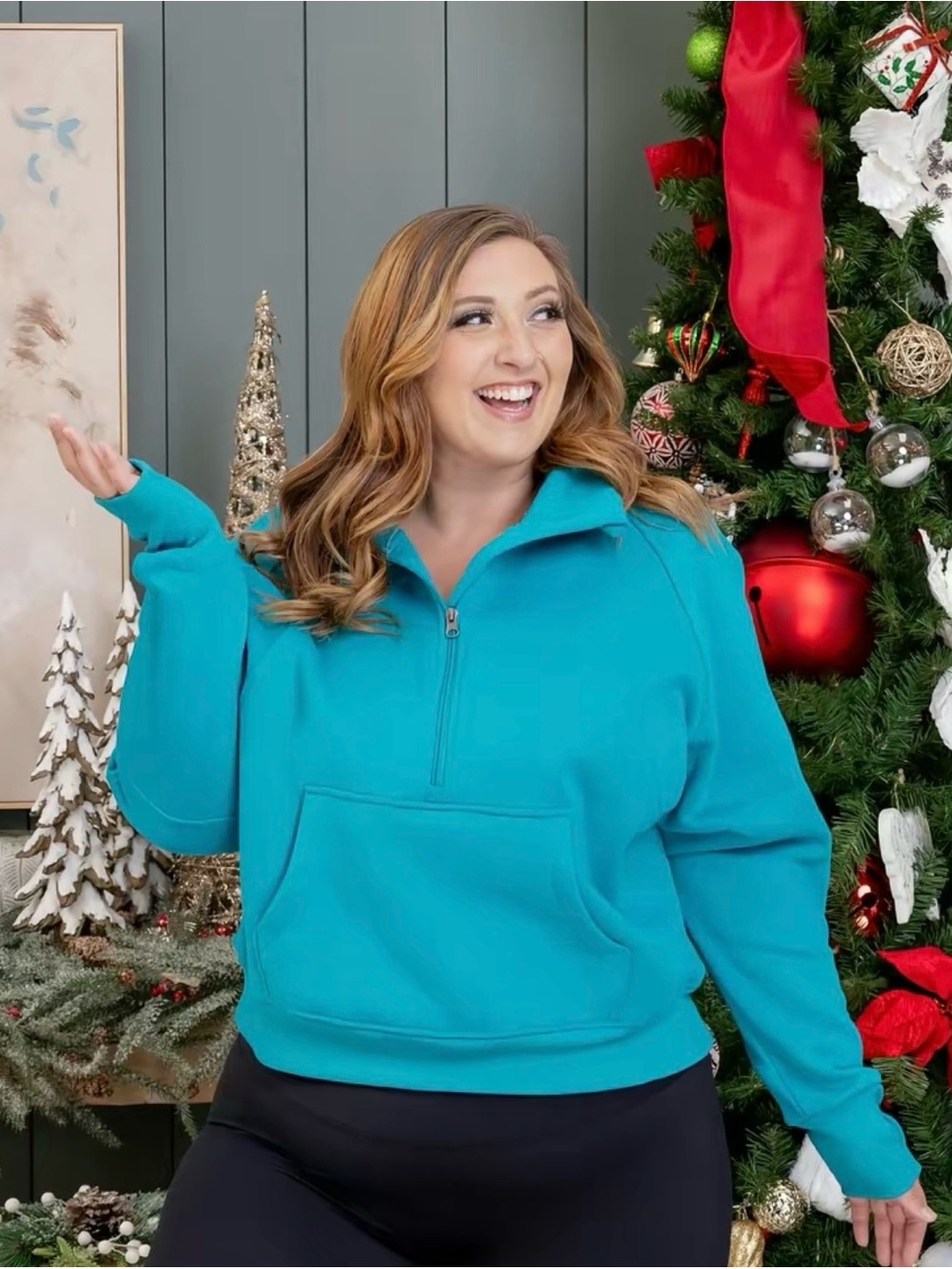 Women's black Quarter-Zip Pullover Sweatshirt